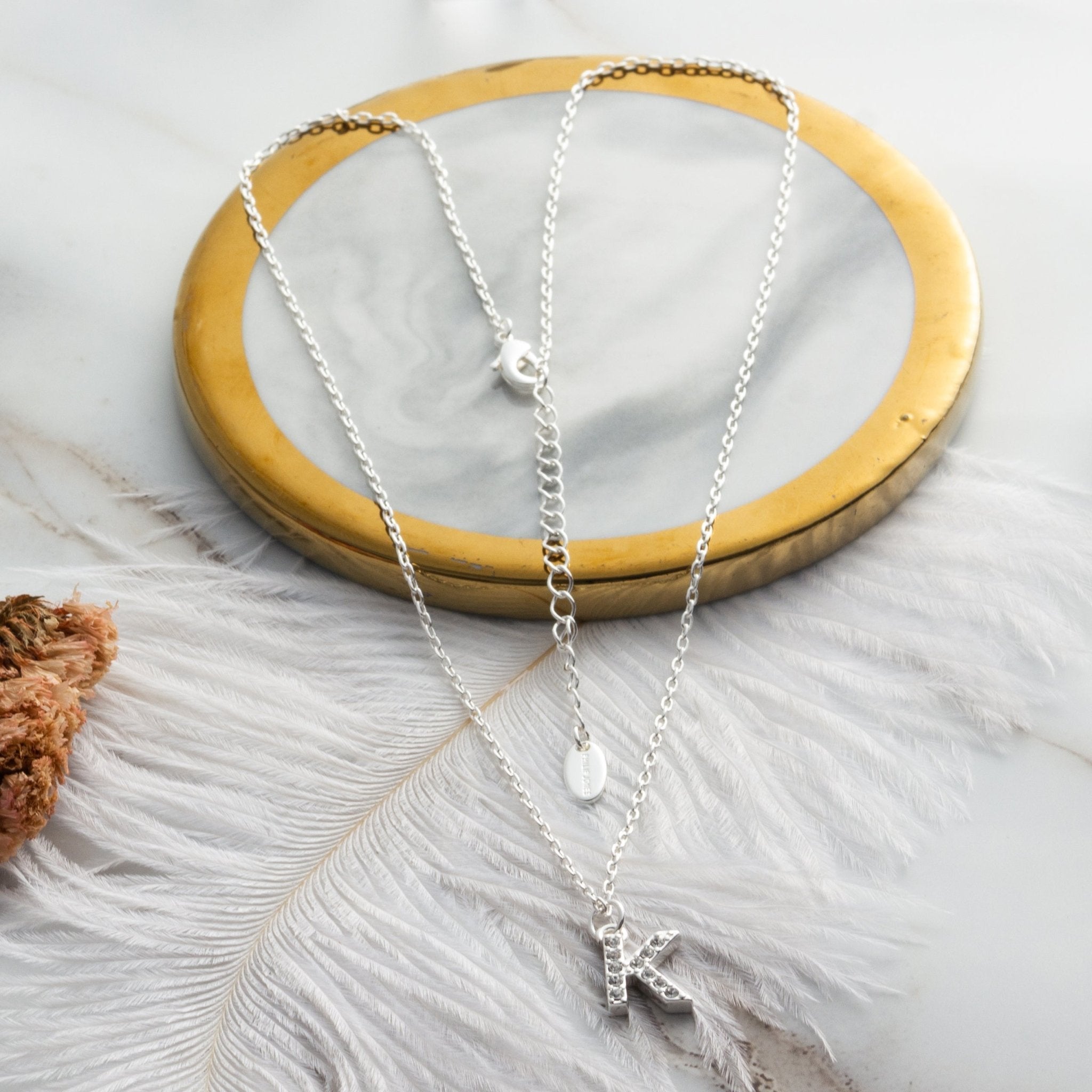 Pave Initial Necklace Letter K Created with Zircondia® Crystals