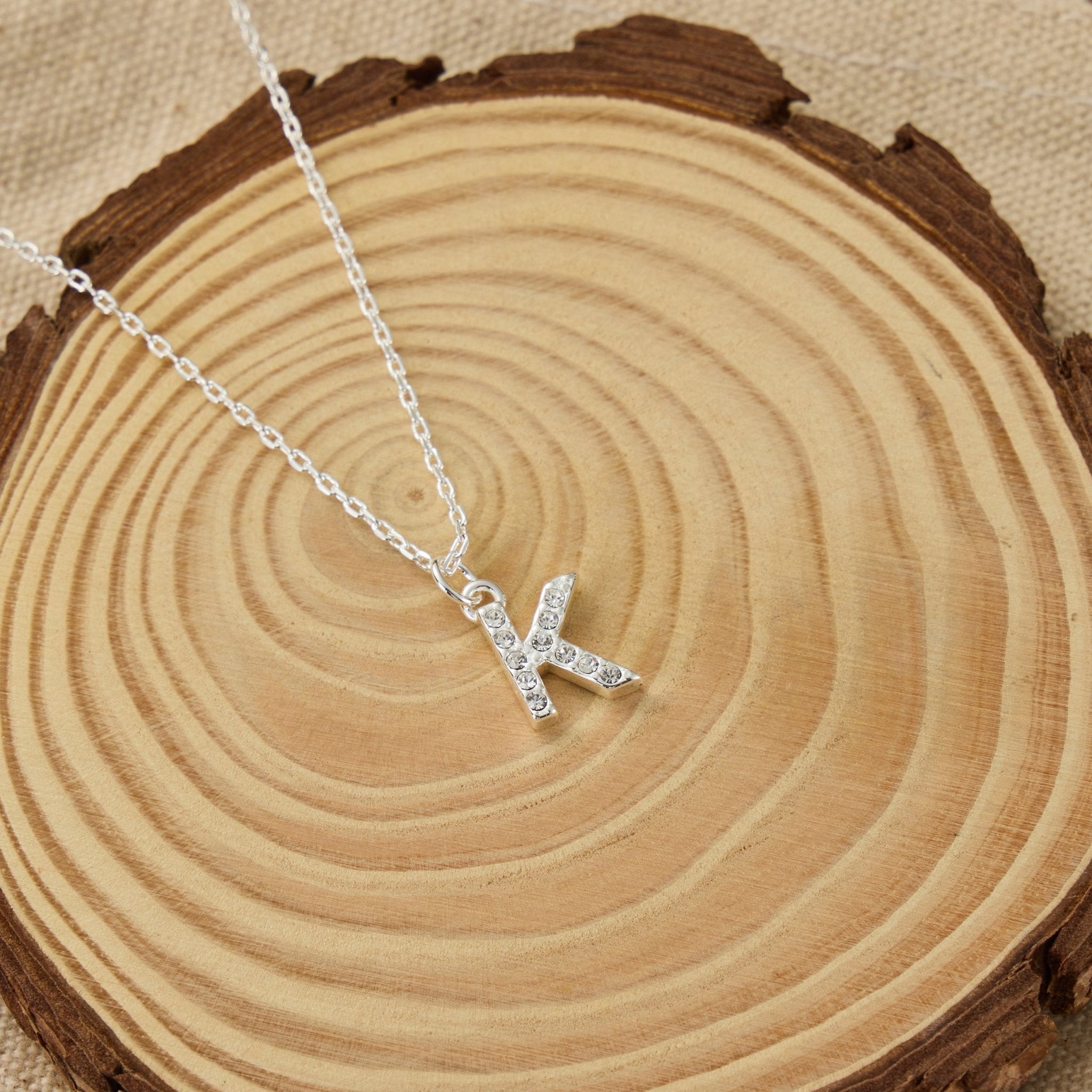 Pave Initial Necklace Letter K Created with Zircondia® Crystals