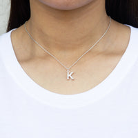 Pave Initial Necklace Letter K Created with Zircondia® Crystals