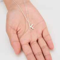 Pave Initial Necklace Letter K Created with Zircondia® Crystals