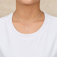 Pave Initial Necklace Letter L Created with Zircondia® Crystals