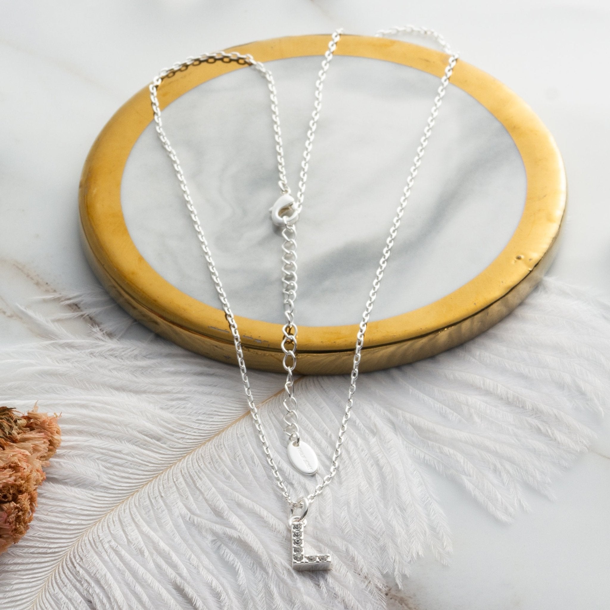 Pave Initial Necklace Letter L Created with Zircondia® Crystals