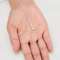 Pave Initial Necklace Letter L Created with Zircondia® Crystals