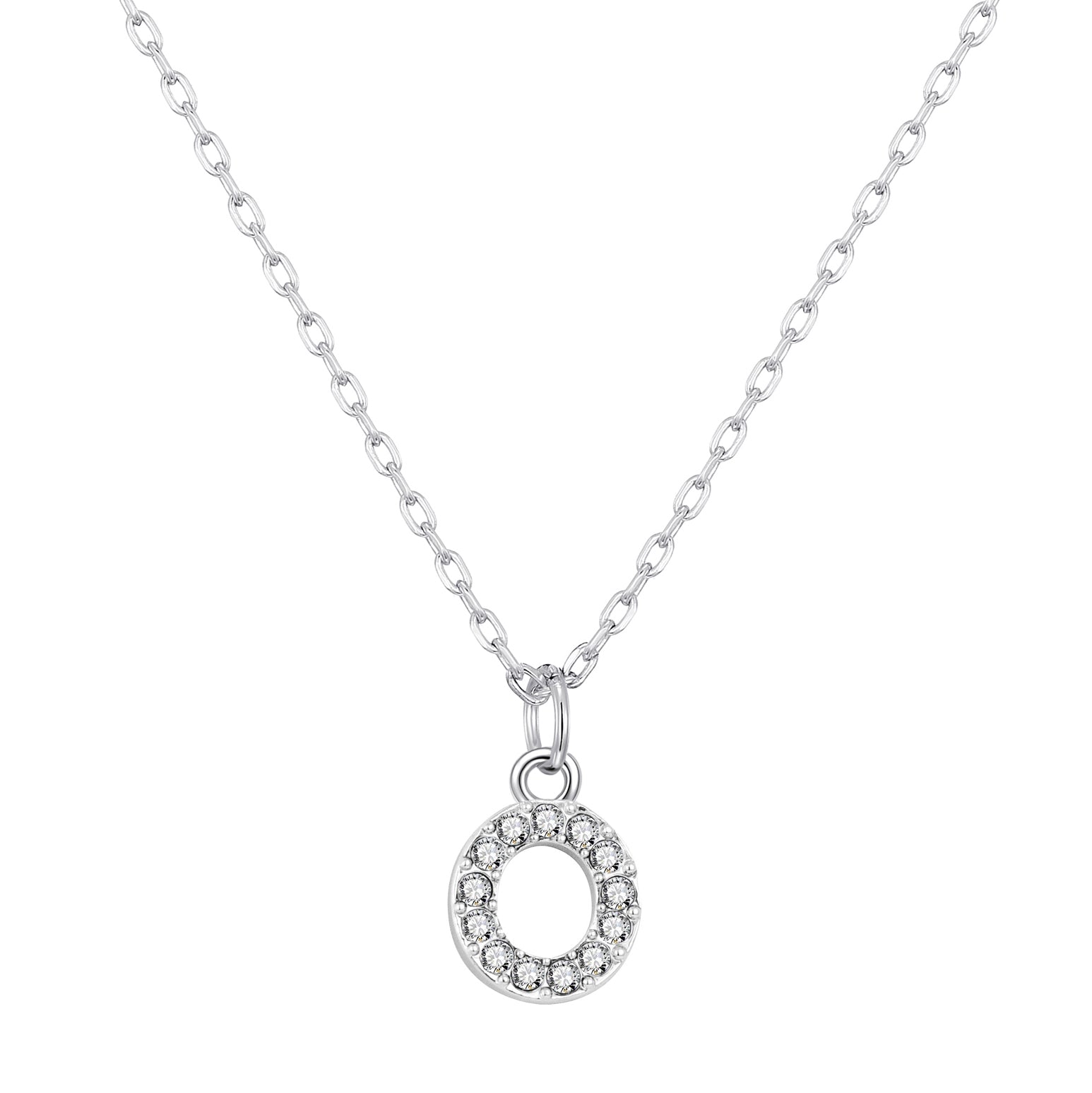 Pave Initial Necklace Letter O Created with Zircondia® Crystals