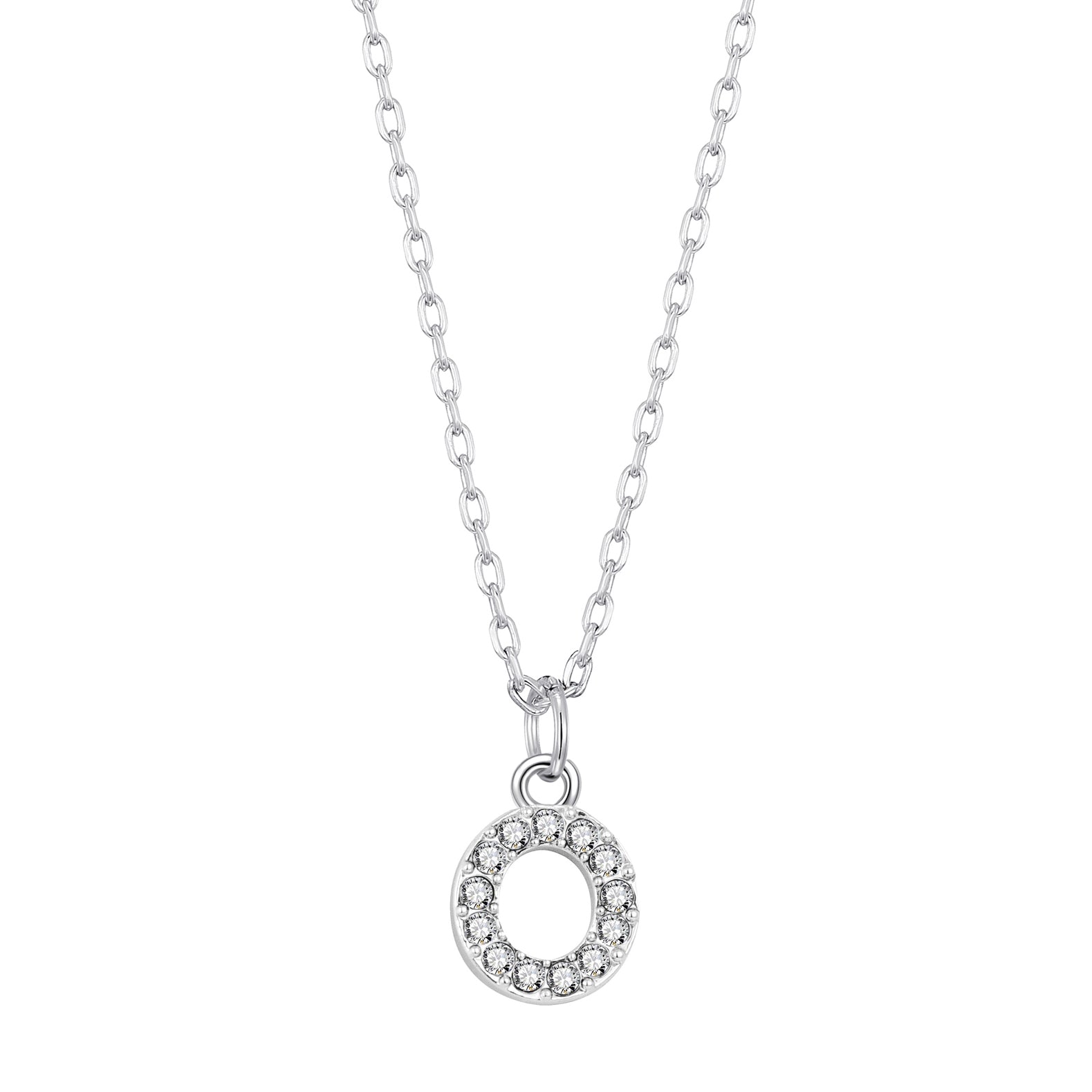 Pave Initial Necklace Letter O Created with Zircondia® Crystals