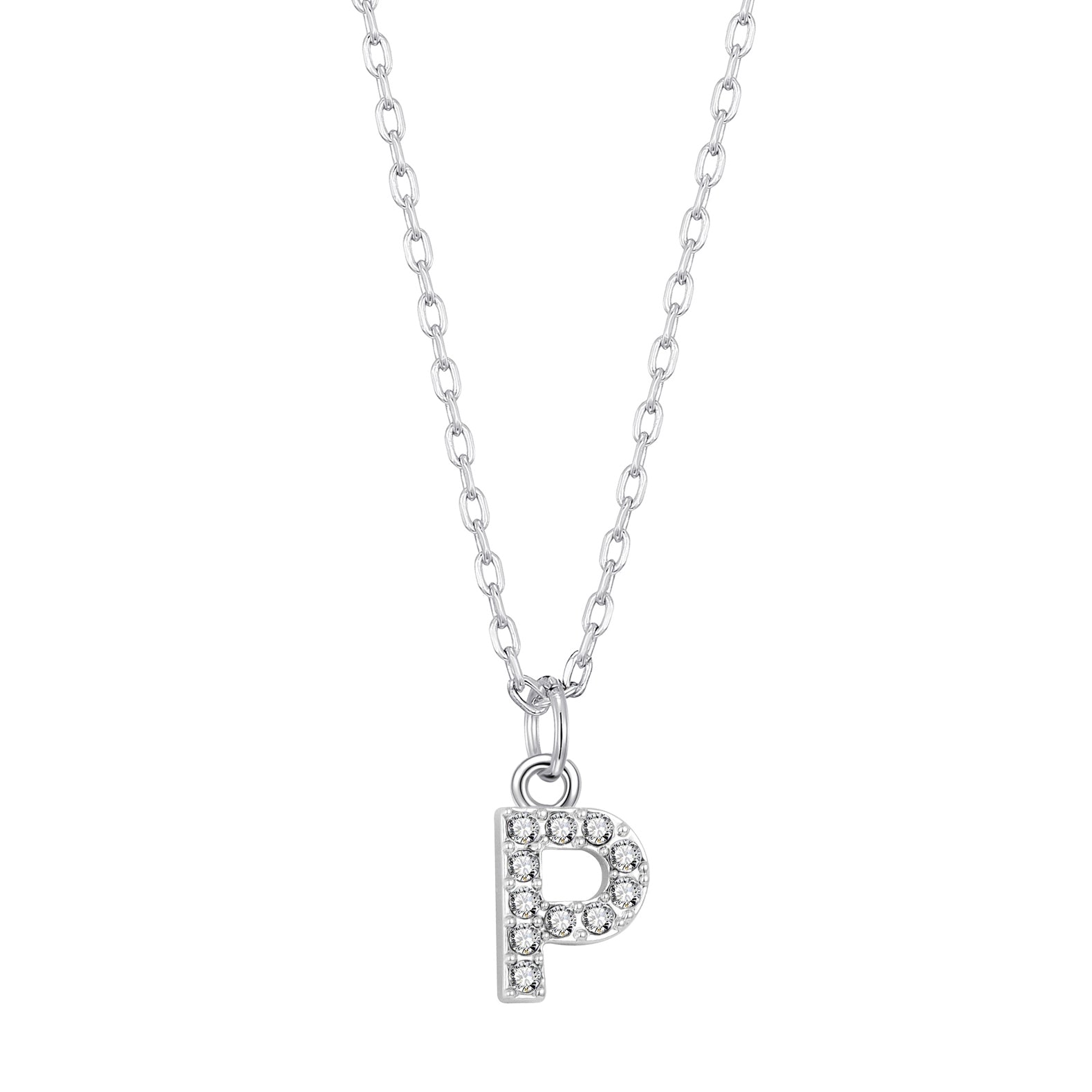 Pave Initial Necklace Letter P Created with Zircondia® Crystals