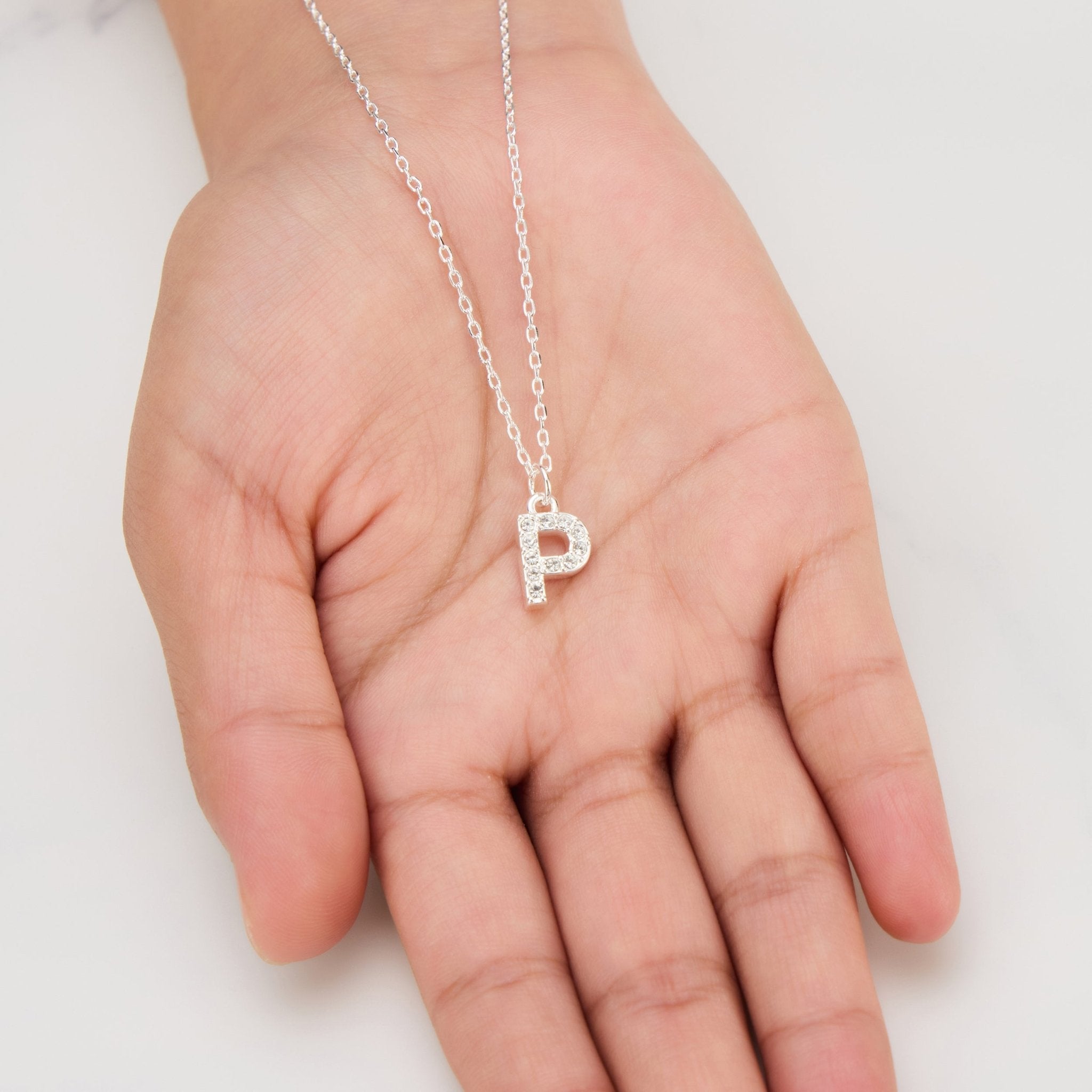 Pave Initial Necklace Letter P Created with Zircondia® Crystals