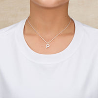 Pave Initial Necklace Letter P Created with Zircondia® Crystals