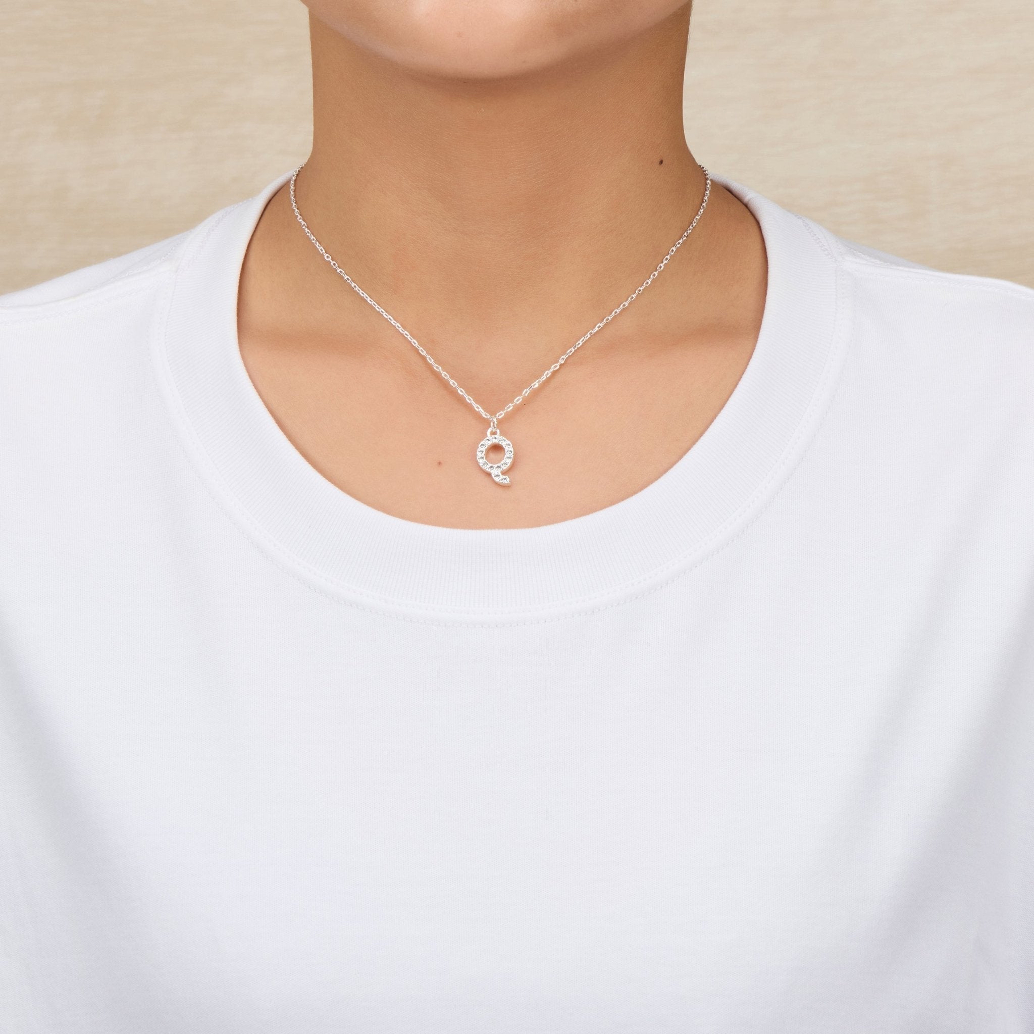 Pave Initial Necklace Letter Q Created with Zircondia® Crystals