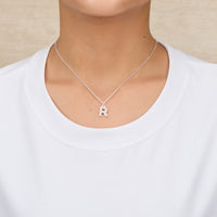 Pave Initial Necklace Letter R Created with Zircondia® Crystals