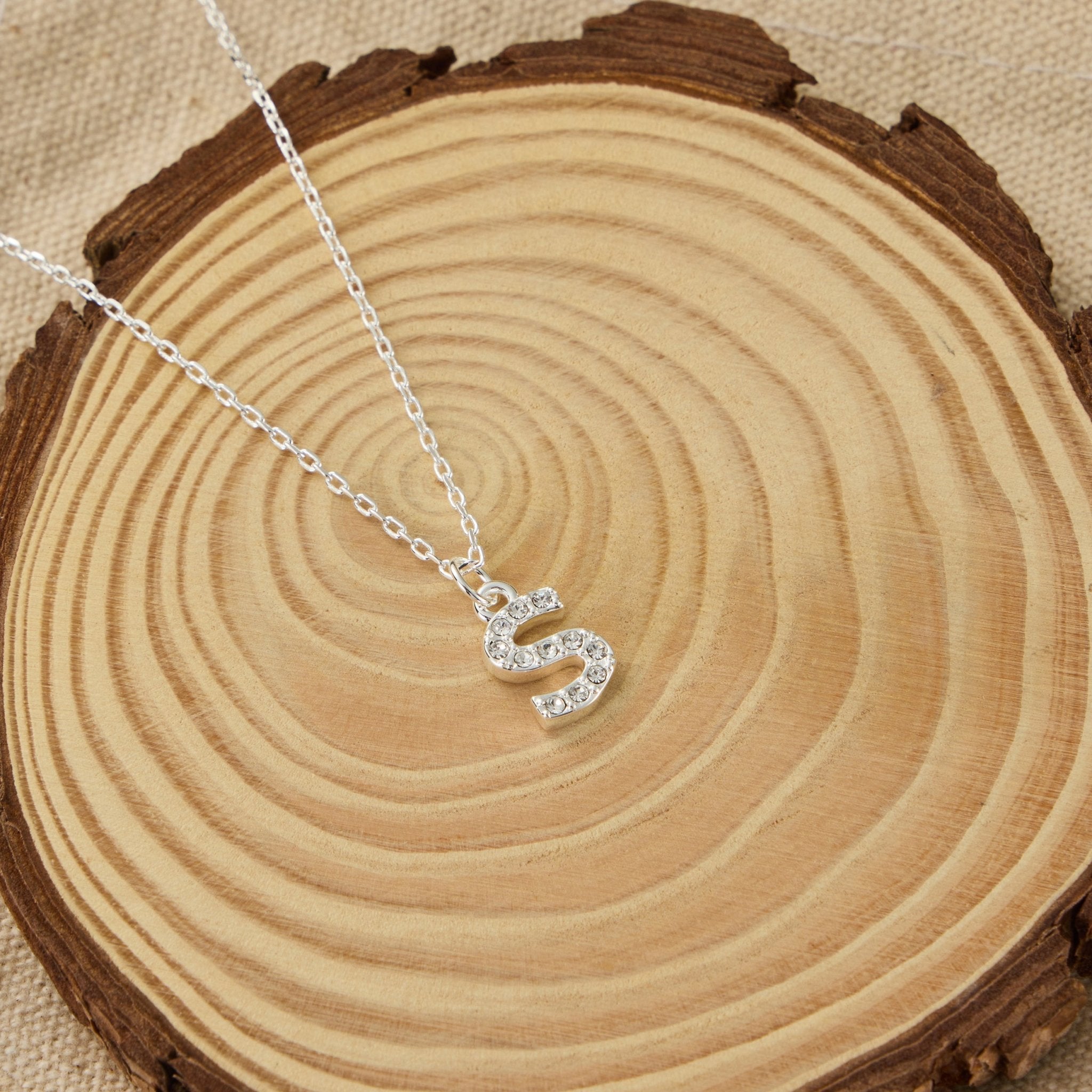 Pave Initial Necklace Letter S Created with Zircondia® Crystals