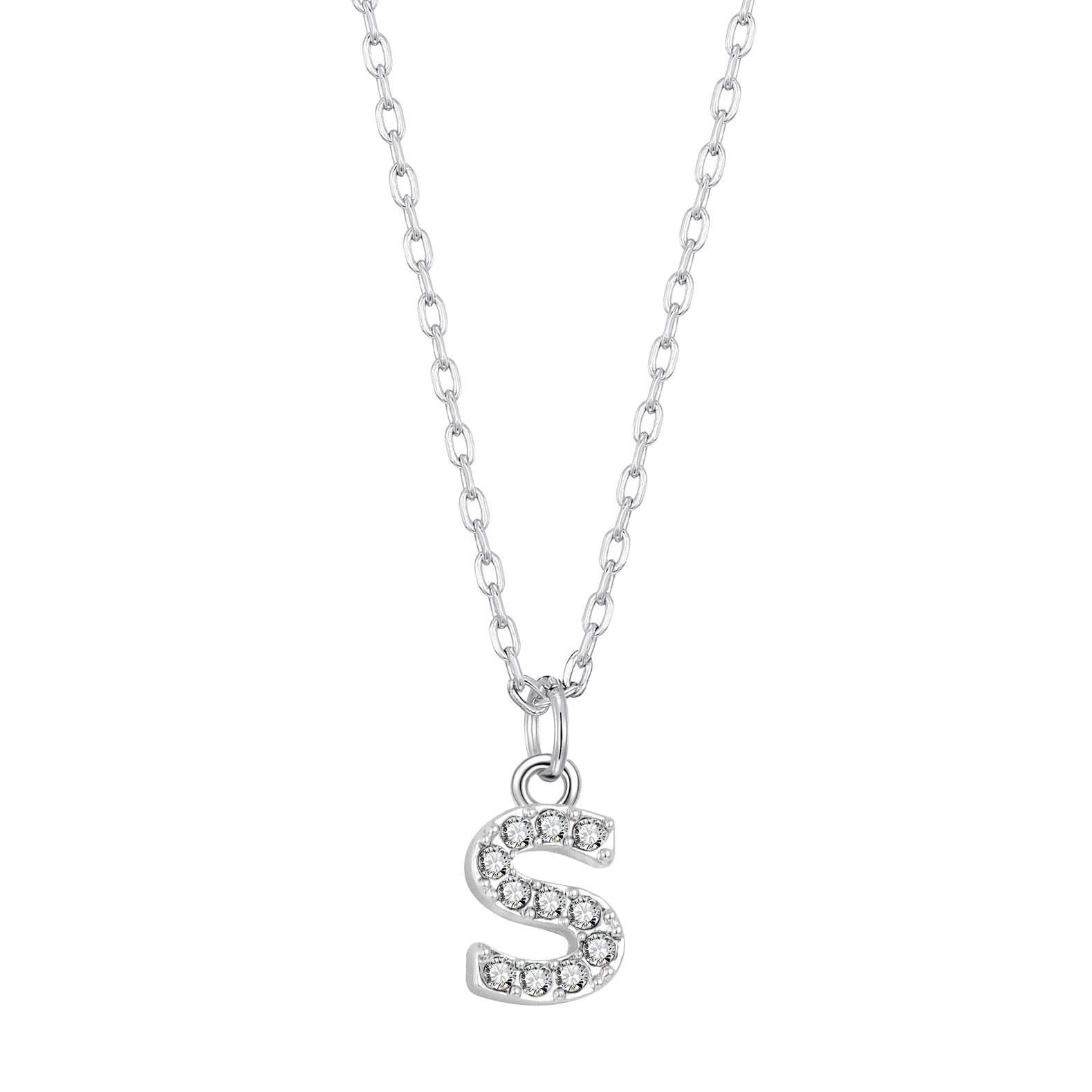 Pave Initial Necklace Letter S Created with Zircondia® Crystals