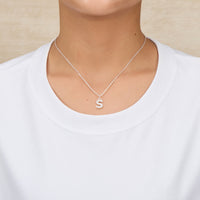 Pave Initial Necklace Letter S Created with Zircondia® Crystals