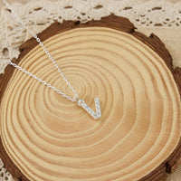 Pave Initial Necklace Letter V Created with Zircondia® Crystals