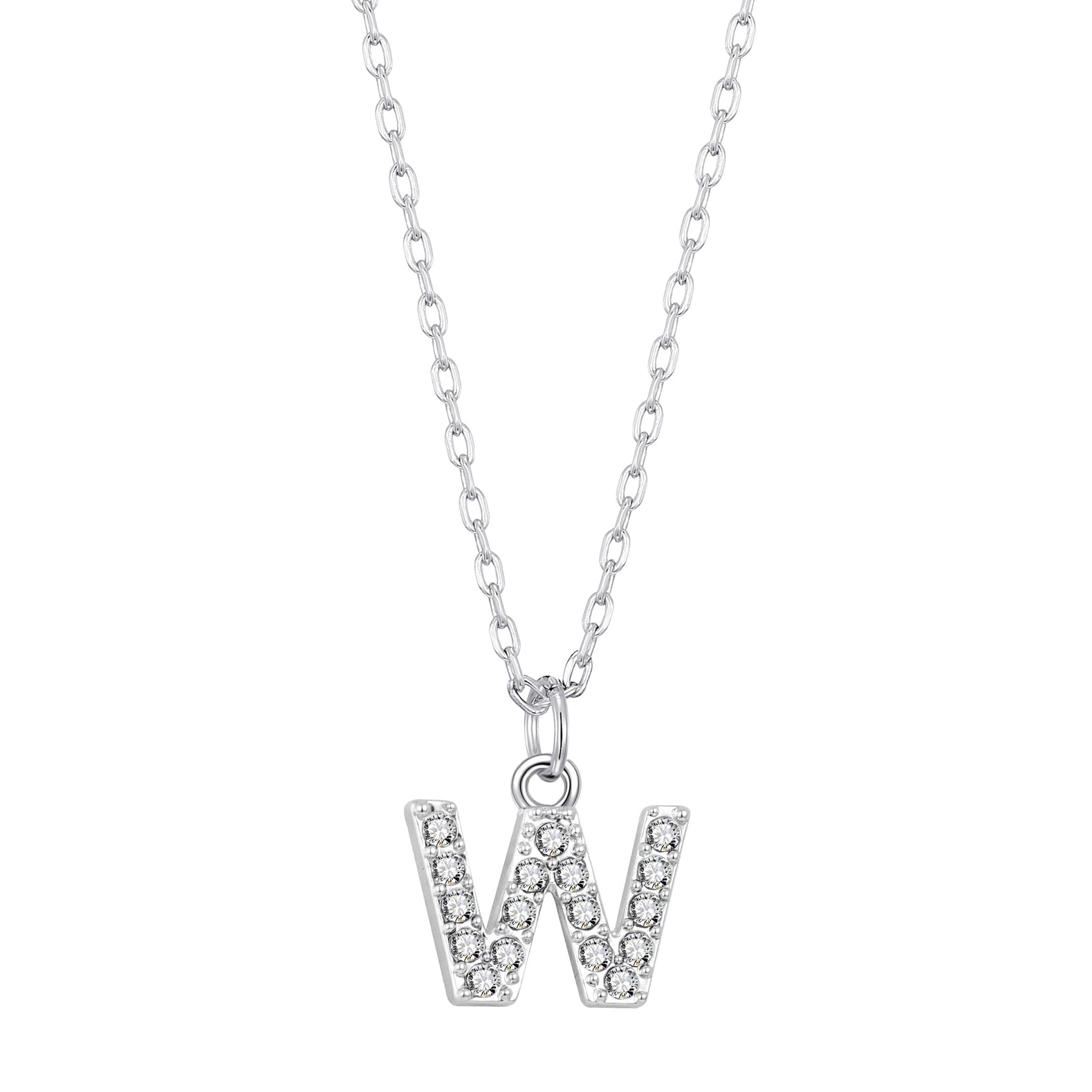 Pave Initial Necklace Letter W Created with Zircondia® Crystals
