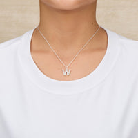Pave Initial Necklace Letter W Created with Zircondia® Crystals