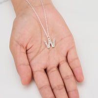 Pave Initial Necklace Letter W Created with Zircondia® Crystals
