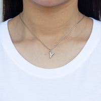 Pave Initial Necklace Letter Y Created with Zircondia® Crystals