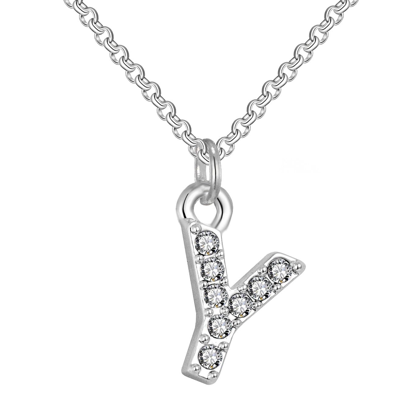 Pave Initial Necklace Letter Y Created with Zircondia® Crystals