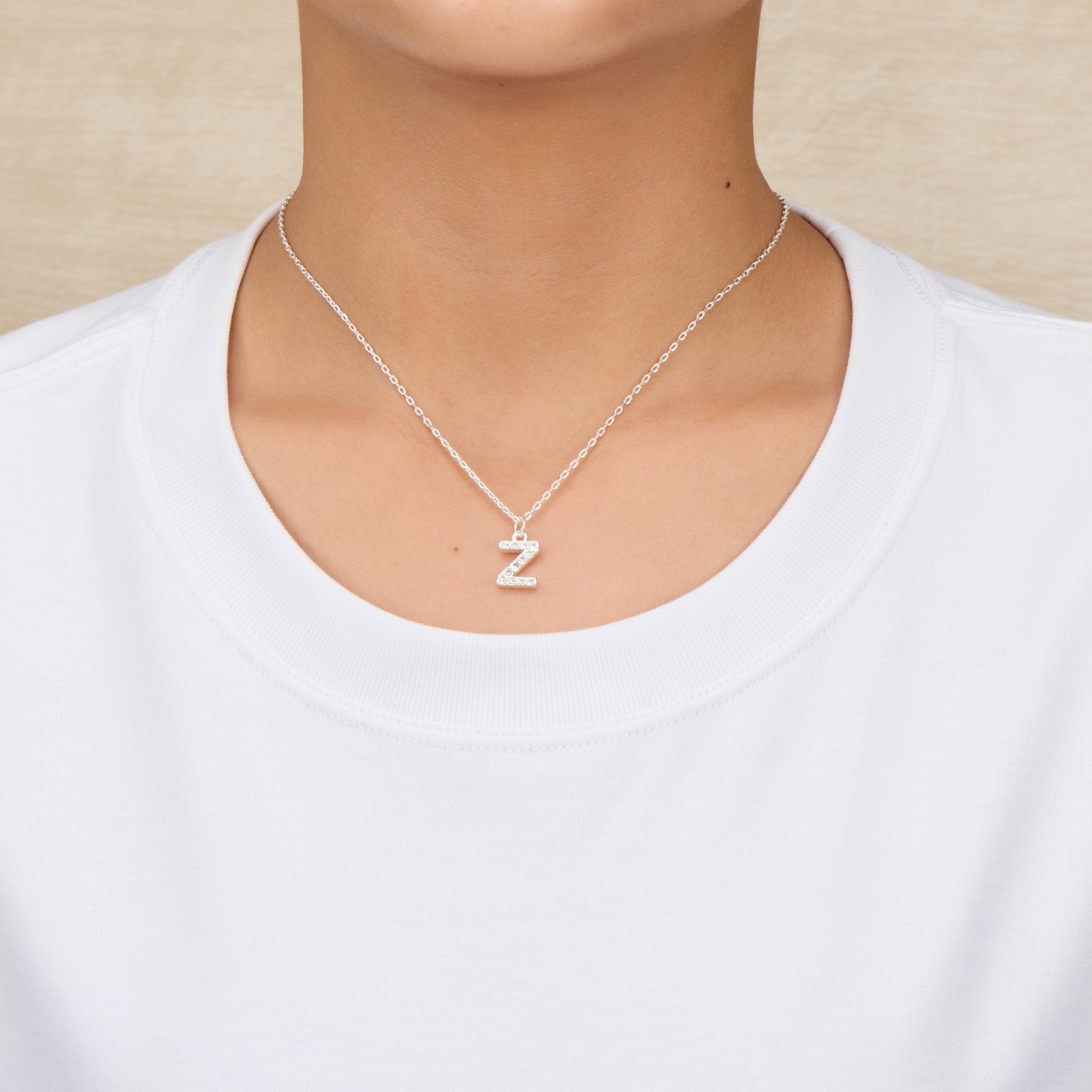 Pave Initial Necklace Letter Z Created with Zircondia® Crystals