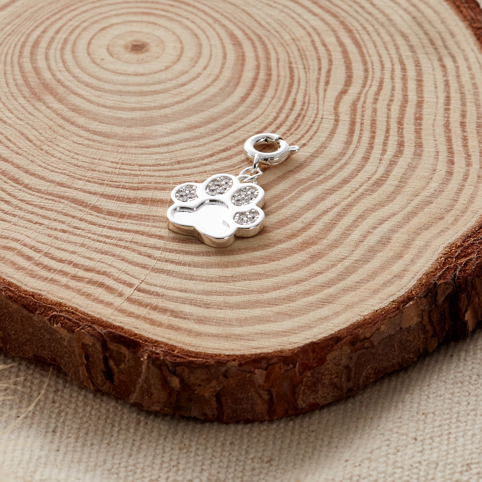 Paw Charm Created with Zircondia® Crystals