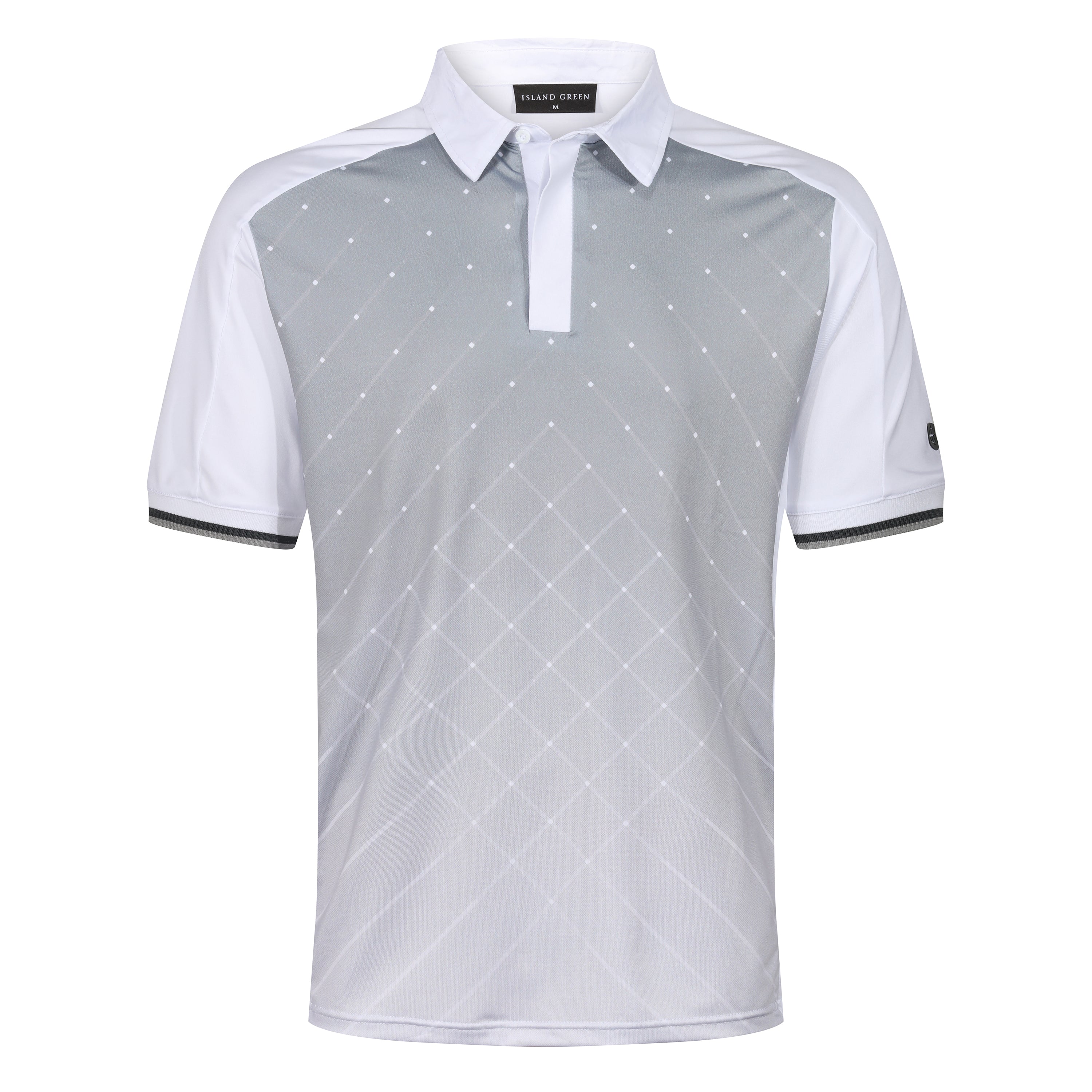 Island Green Geometric Print Golf Sport Polo Shirt