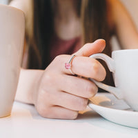 Pink Adjustable Crystal Ring Created with Zircondia® Crystals