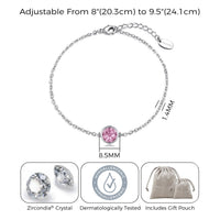 Pink Crystal Anklet Created with Zircondia® Crystals