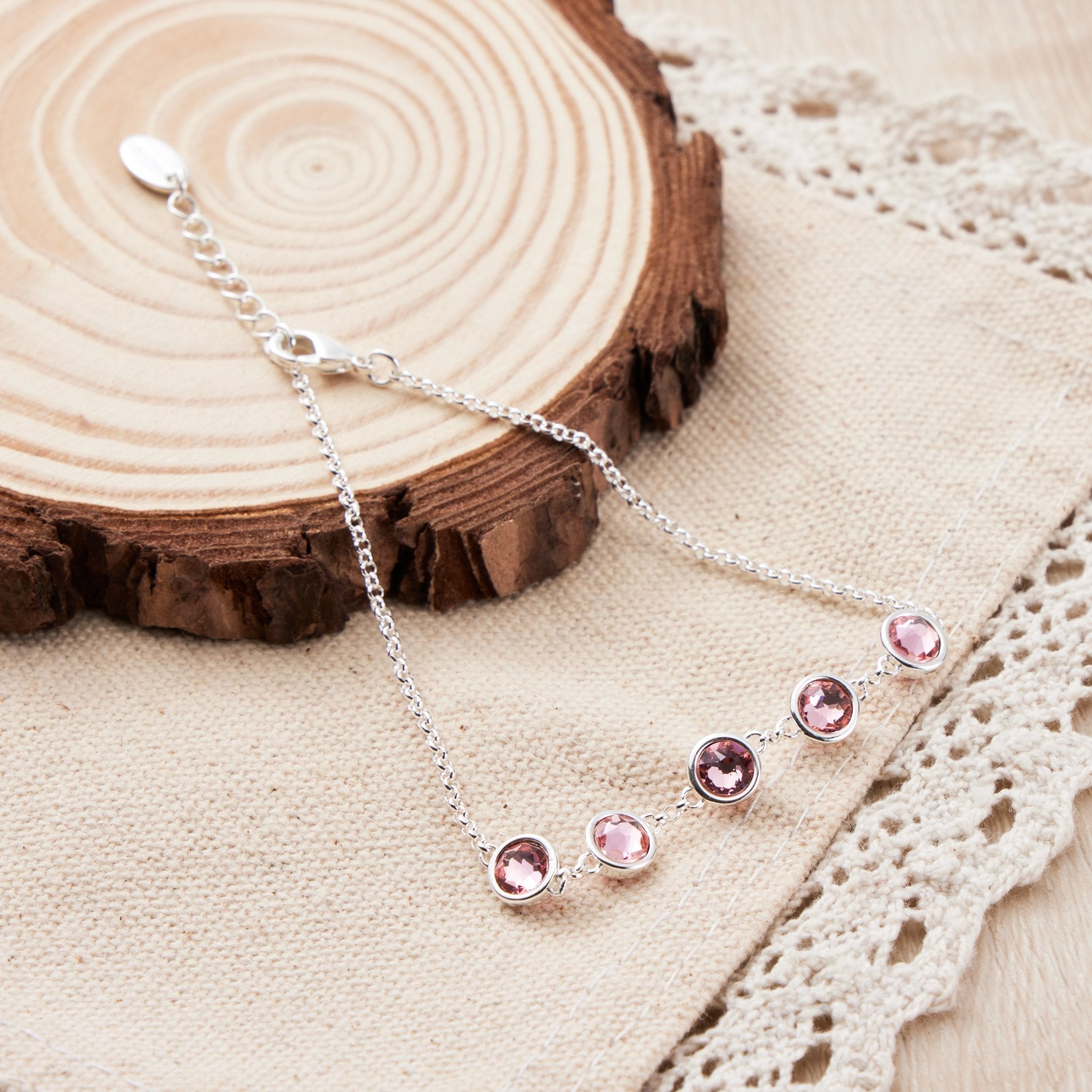 Pink Crystal Chain Bracelet Created with Zircondia® Crystals