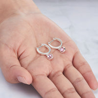 Pink Crystal Hoop Earrings Created with Zircondia® Crystals