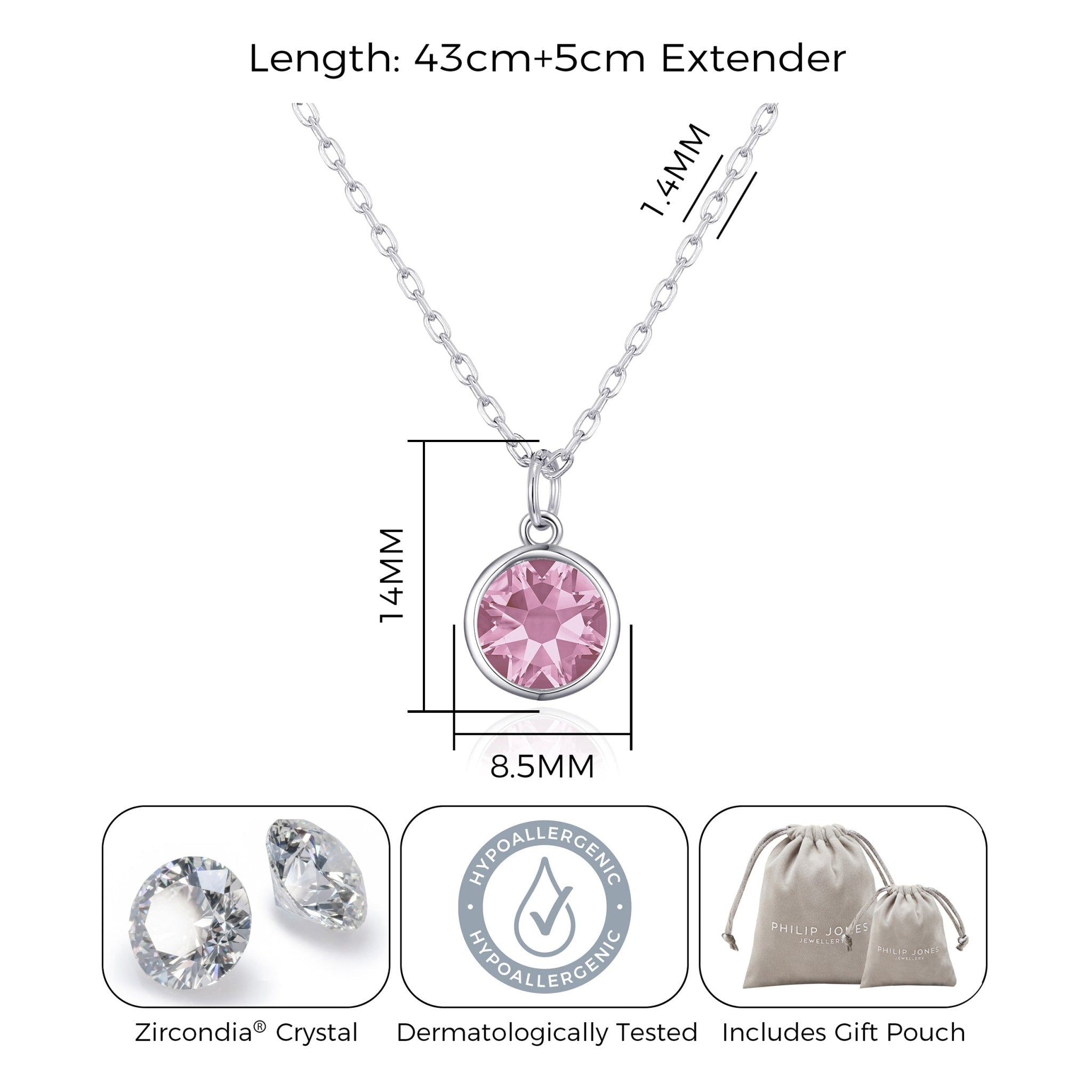 Pink Crystal Necklace Created with Zircondia® Crystals
