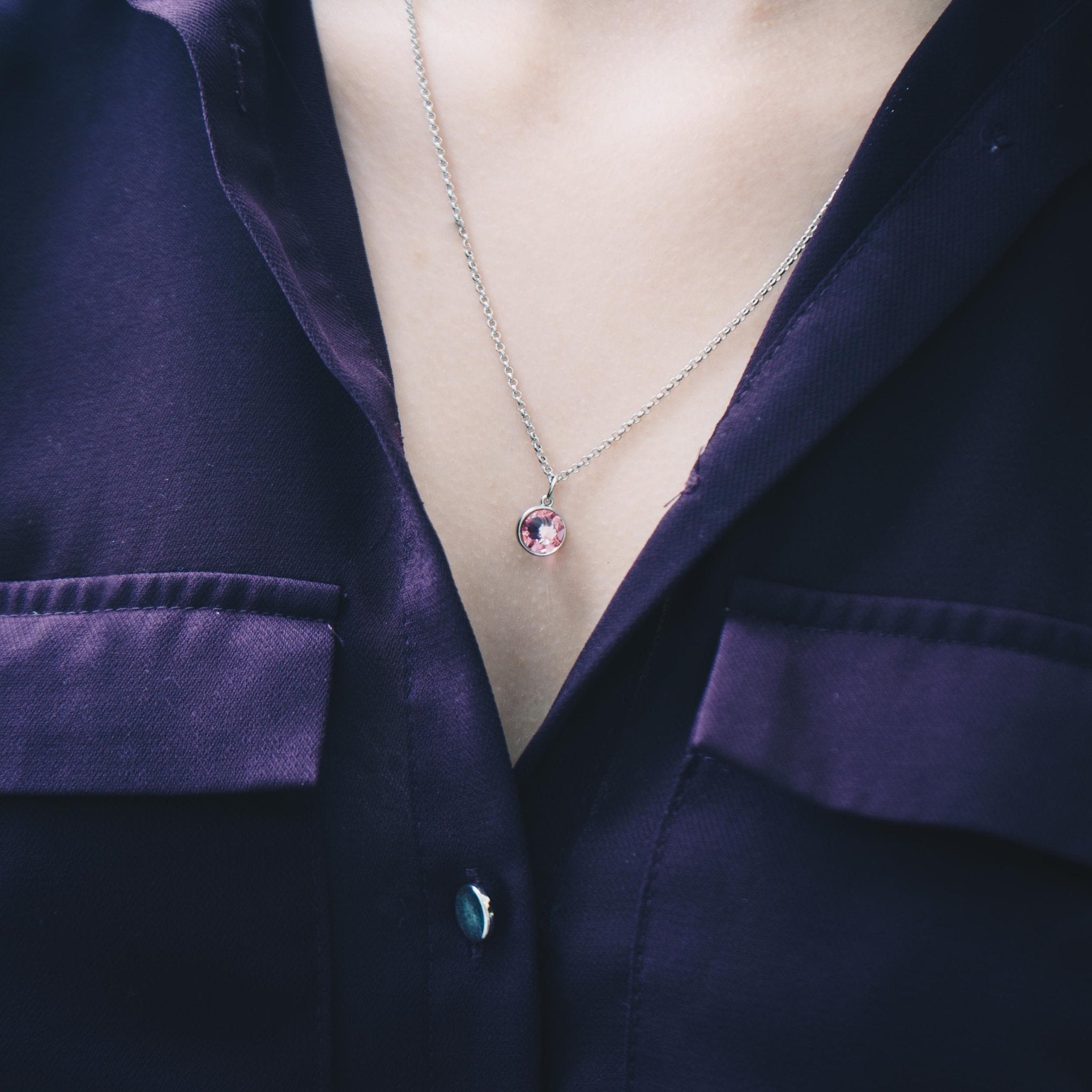 Pink Crystal Necklace Created with Zircondia® Crystals