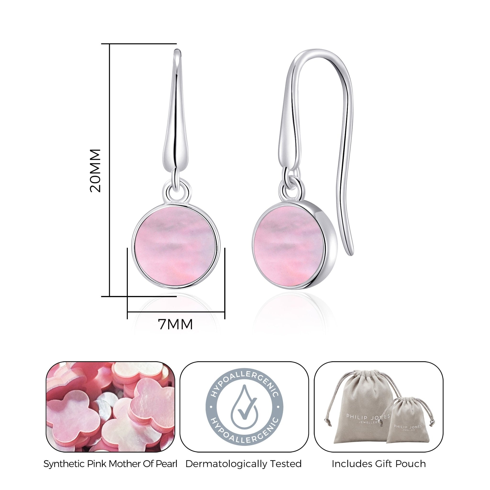 Pink Mother of Pearl Drop Earrings
