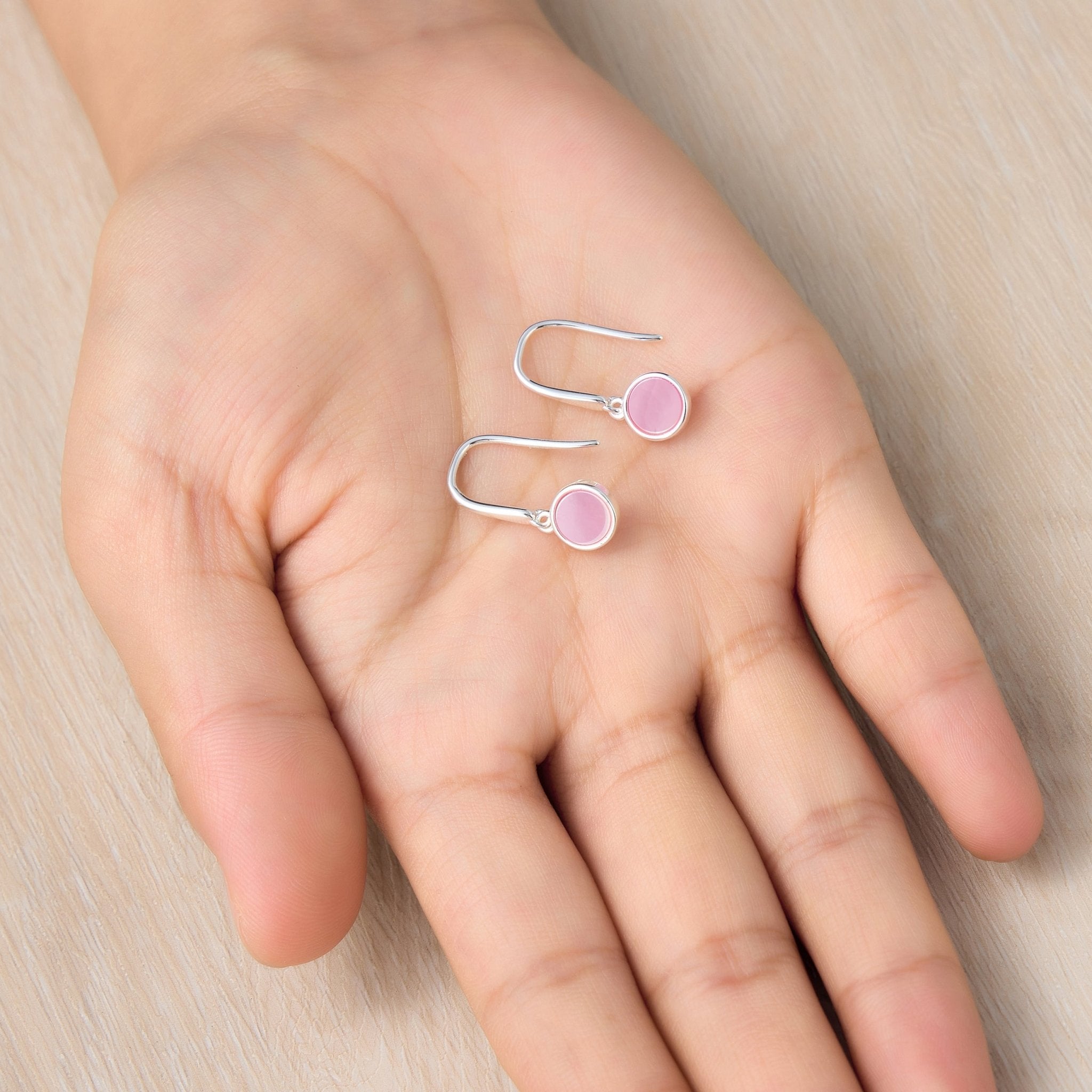 Pink Mother of Pearl Drop Earrings with Quote Card