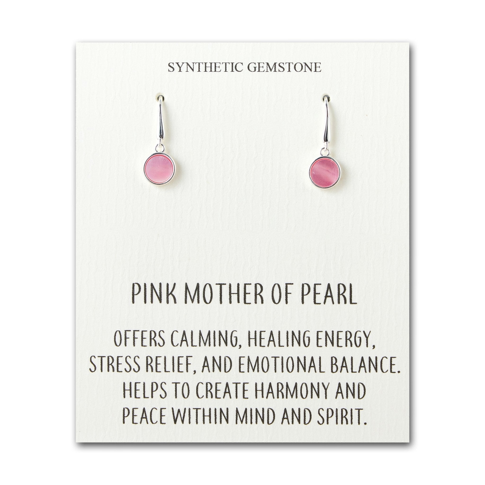 Pink Mother of Pearl Drop Earrings with Quote Card