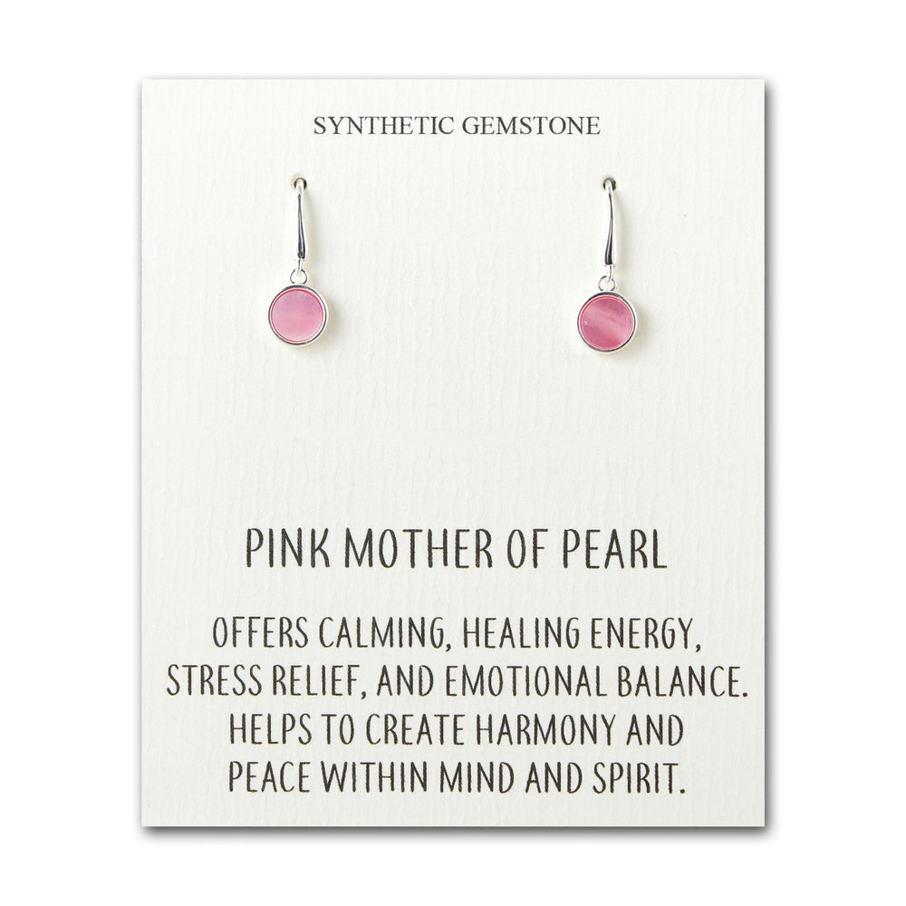 Pink Mother of Pearl Drop Earrings with Quote Card