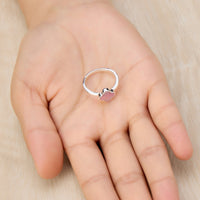 Pink Mother of Pearl Gemstone Adjustable Clover Ring