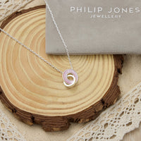 Pink Mother of Pearl Gemstone Circle Link Necklace