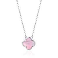 Pink Mother of Pearl Gemstone Clover Necklace