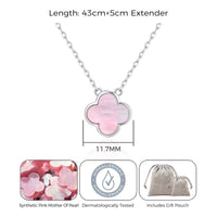 Pink Mother of Pearl Gemstone Clover Necklace