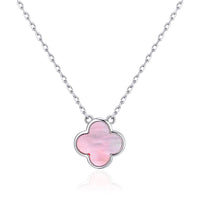Pink Mother of Pearl Gemstone Clover Necklace