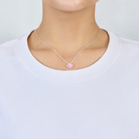 Pink Mother of Pearl Gemstone Clover Necklace