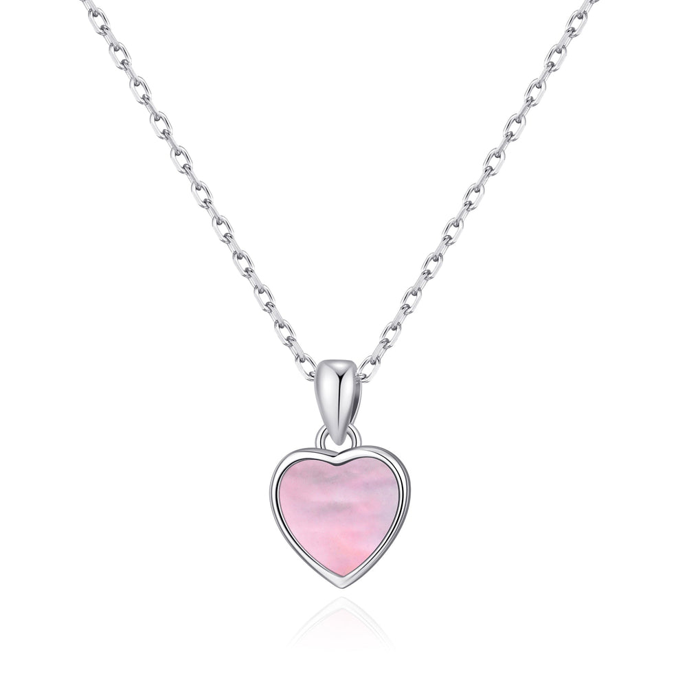 Pink Mother of Pearl Gemstone Heart Necklace
