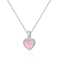 Pink Mother of Pearl Gemstone Heart Necklace