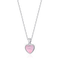 Pink Mother of Pearl Gemstone Heart Necklace