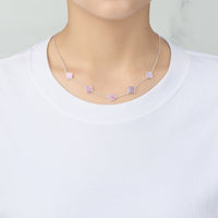 Pink Mother of Pearl Gemstone Multi Clover Necklace