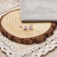 Pink Mother of Pearl Heart Stud Earrings