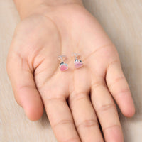 Pink Mother of Pearl Heart Stud Earrings