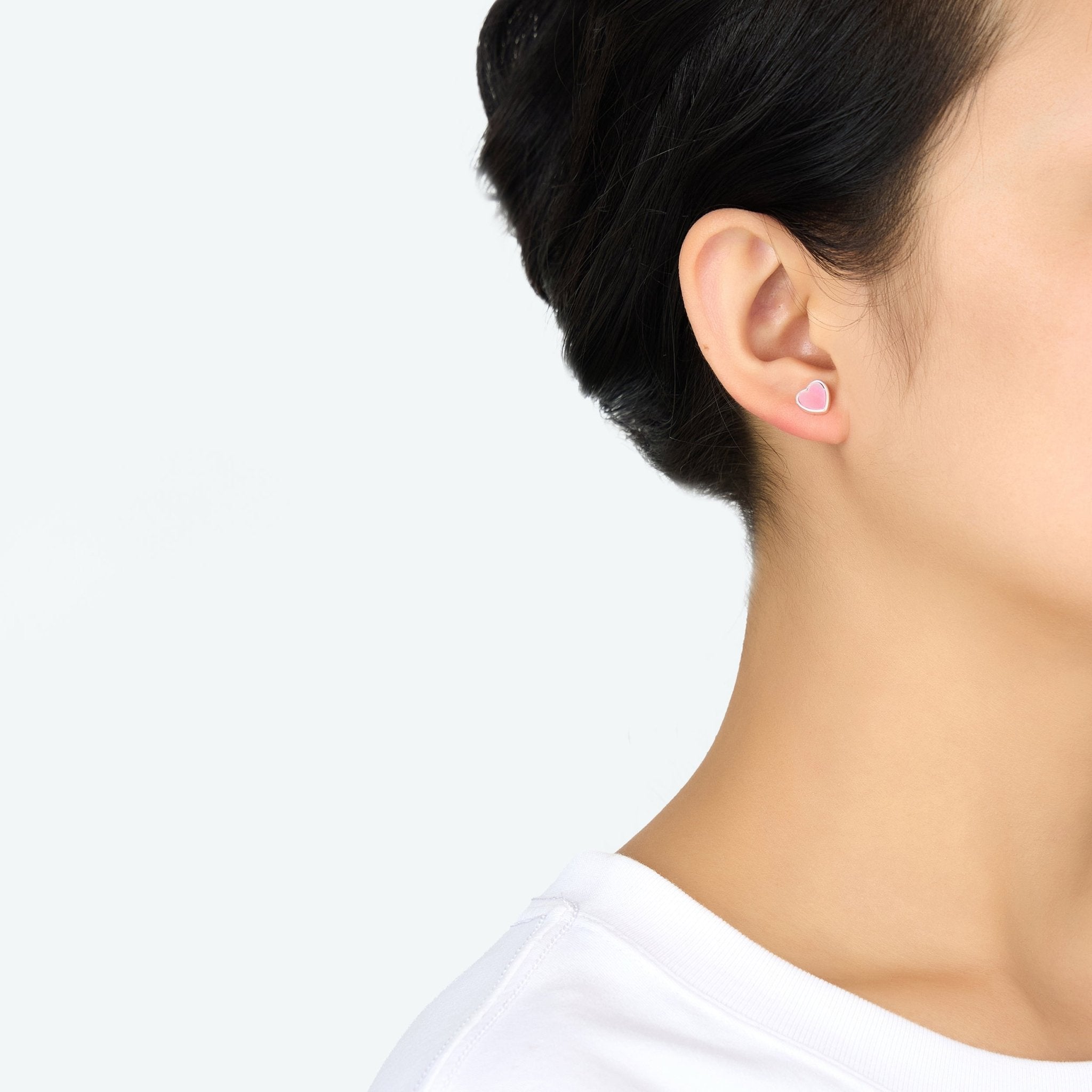 Pink Mother of Pearl Heart Stud Earrings