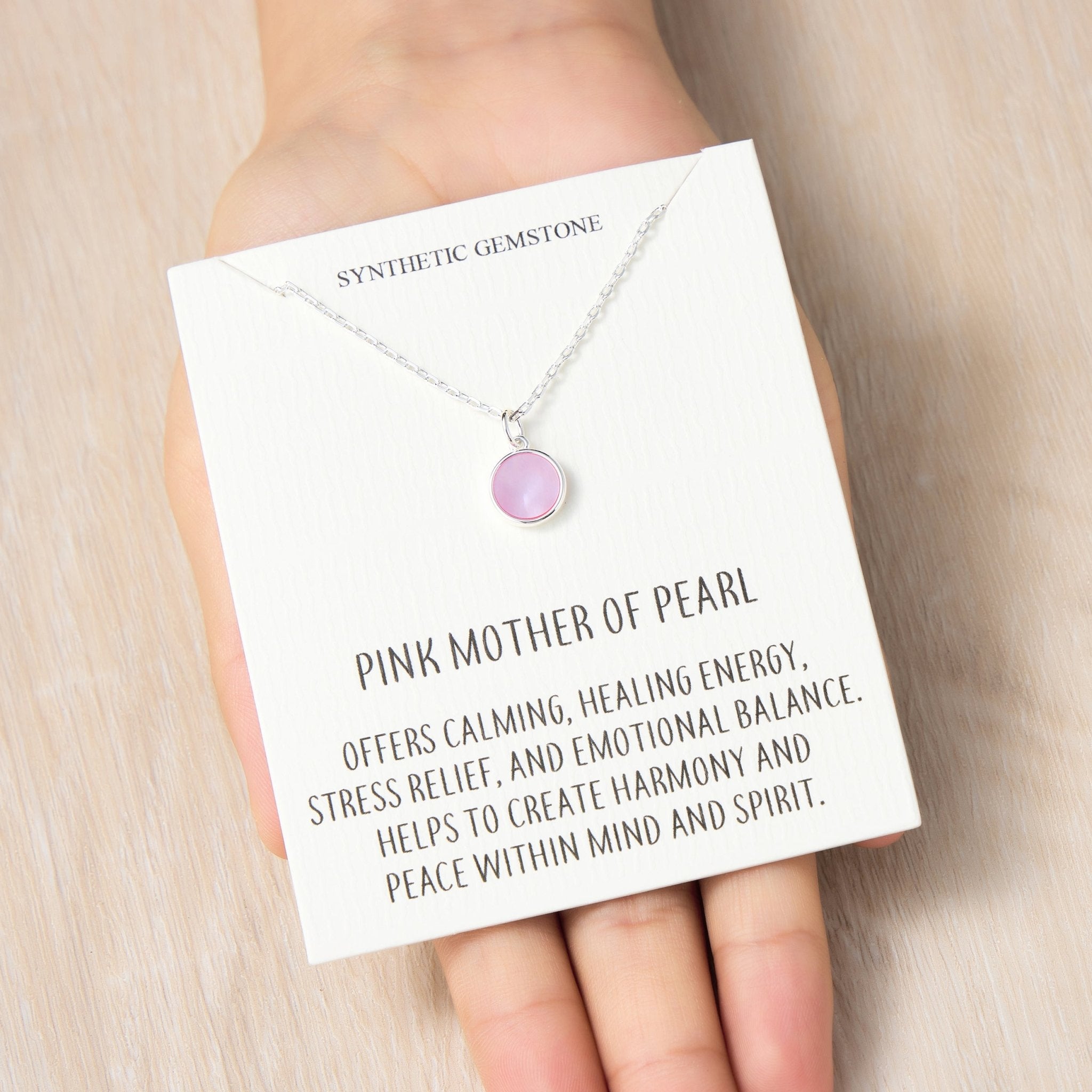 Pink Mother of Pearl Necklace with Quote Card